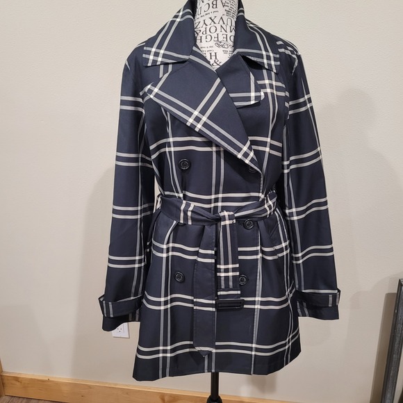 Lauren Ralph Lauren Jackets & Blazers - Lauren Ralph Lauren black Plaid Double Breasted Belted Trench Coat Large